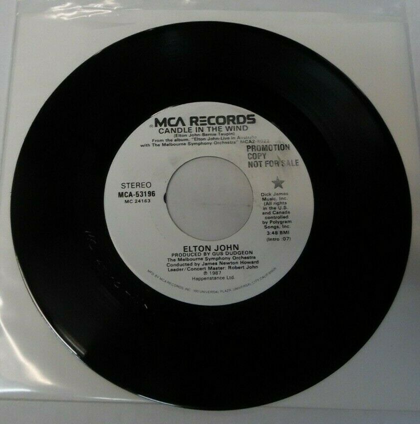 Elton John Candle in the Wind 45 RPM PROMO MCA-53196 022220LLE45