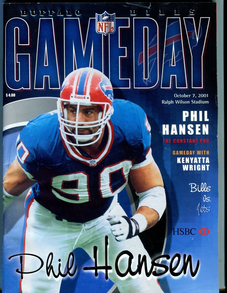 GameDay Magazine Bills vs. Jets Oct. 7 2001 Phil Hansen EX 051917nonjhe