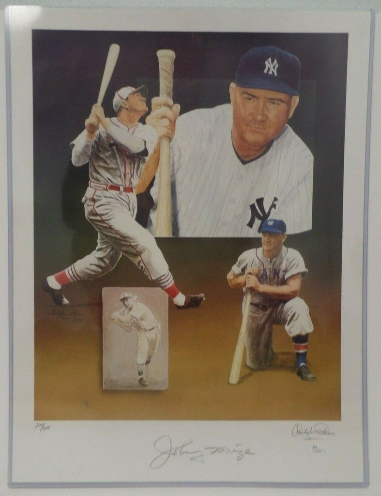 Johnny Mize NY Yankees Signed Autographed 19x24 Lithograph 200 / 500 JSA