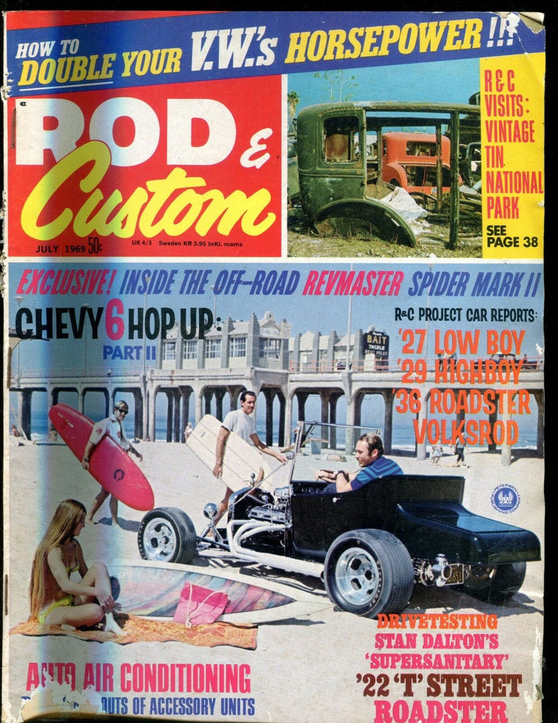 Rod & Custom Magazine July 1969 Chevy 6 Hop Up VG No ML 011217jhe