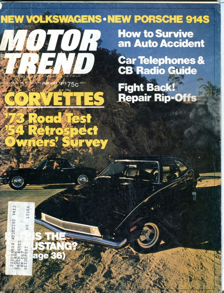 Motor Trend Magazine January 1973 Corvettes VG w/ML 091916jhe