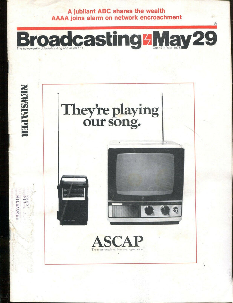 Broadcasting Magazine May 29 1978 ASCAP Ex w/ML 122816jhe