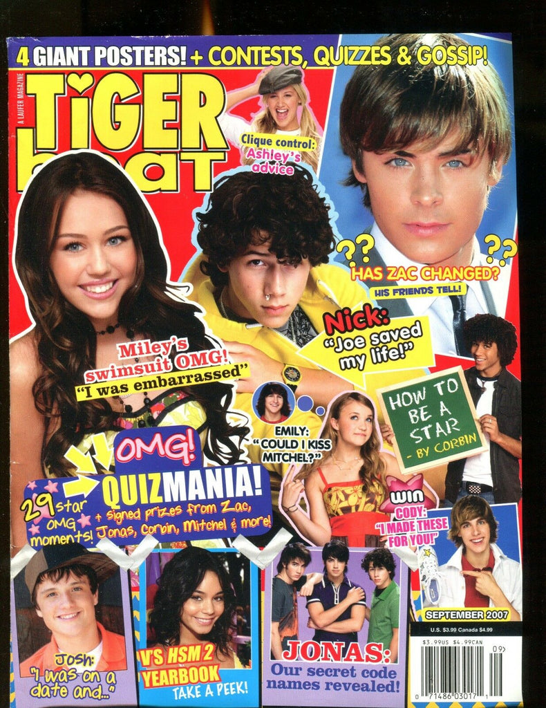 Tiger Beat Magazine September 2007 Nick Jonas EX No ML 122216jhe