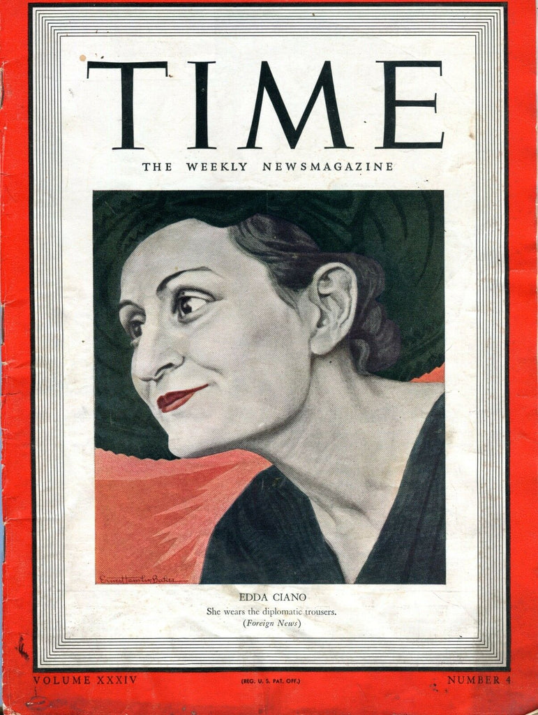 Time Magazine July 24 1939 Edda Ciano VG NO ML 093016jhe