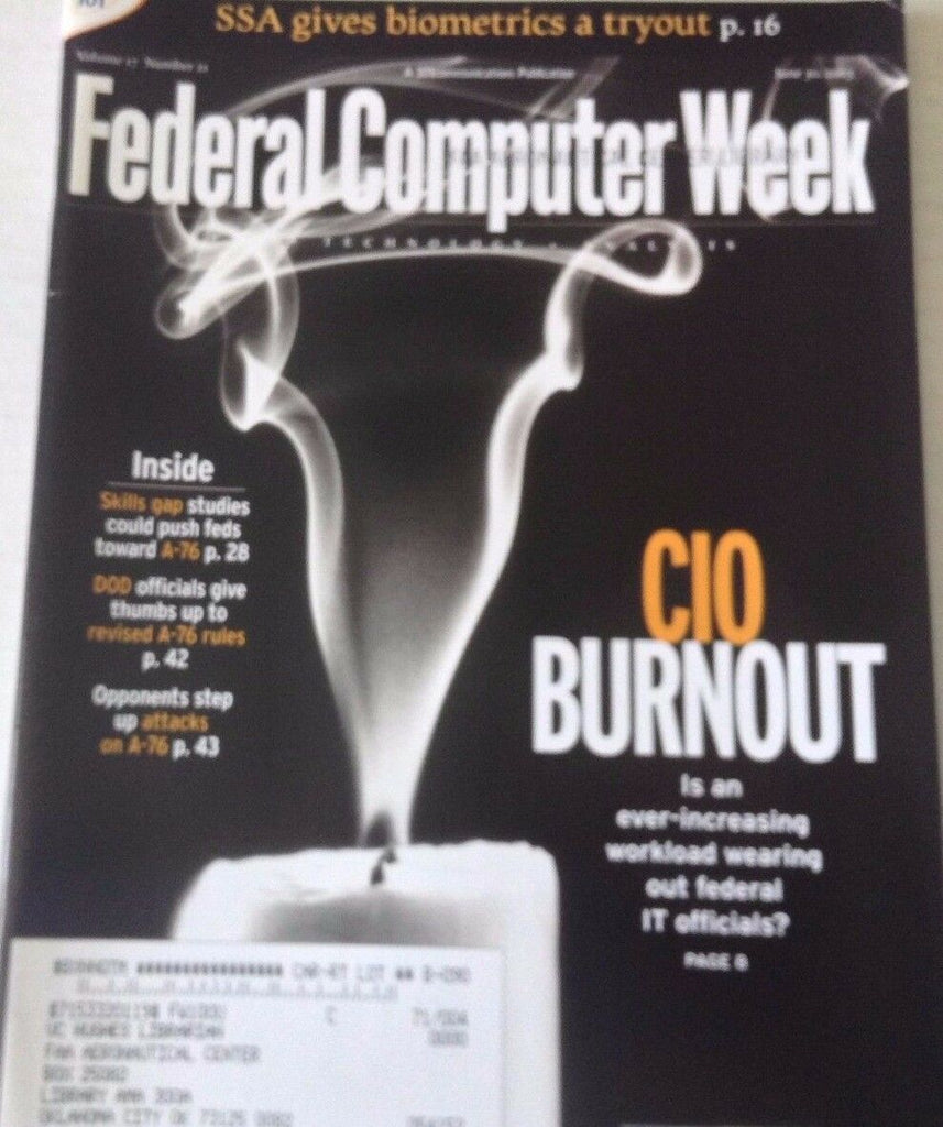 Federal Computer Weekly Magazine CIO Burnout Skills Gap June 30 2003 080117nonrh