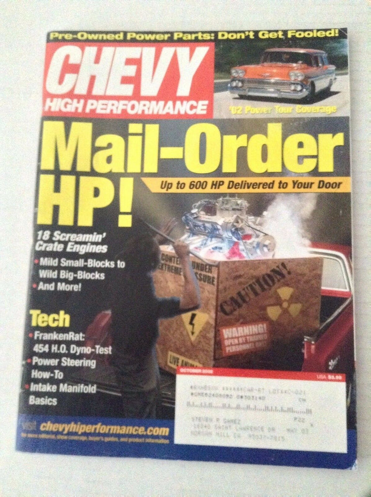 Chevy High Performance Magazine Mail Order Hp october 2002 031417NONRH