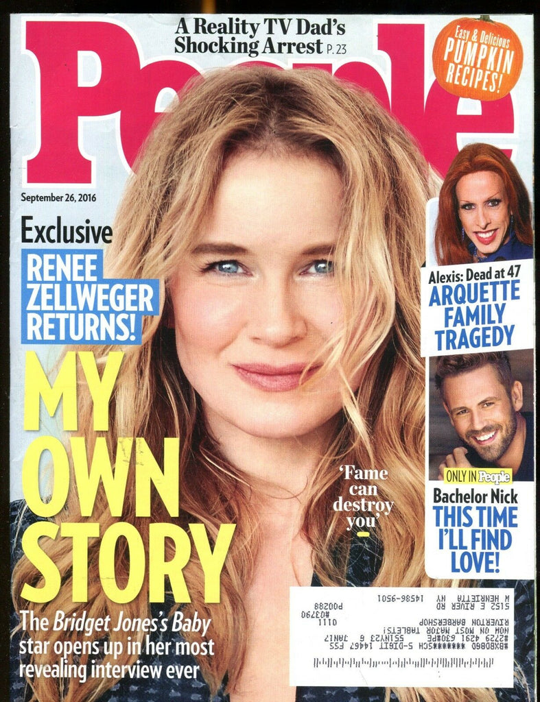 People Magazine September 26 2016 Renee Zellweger EX w/ML 012517jhe