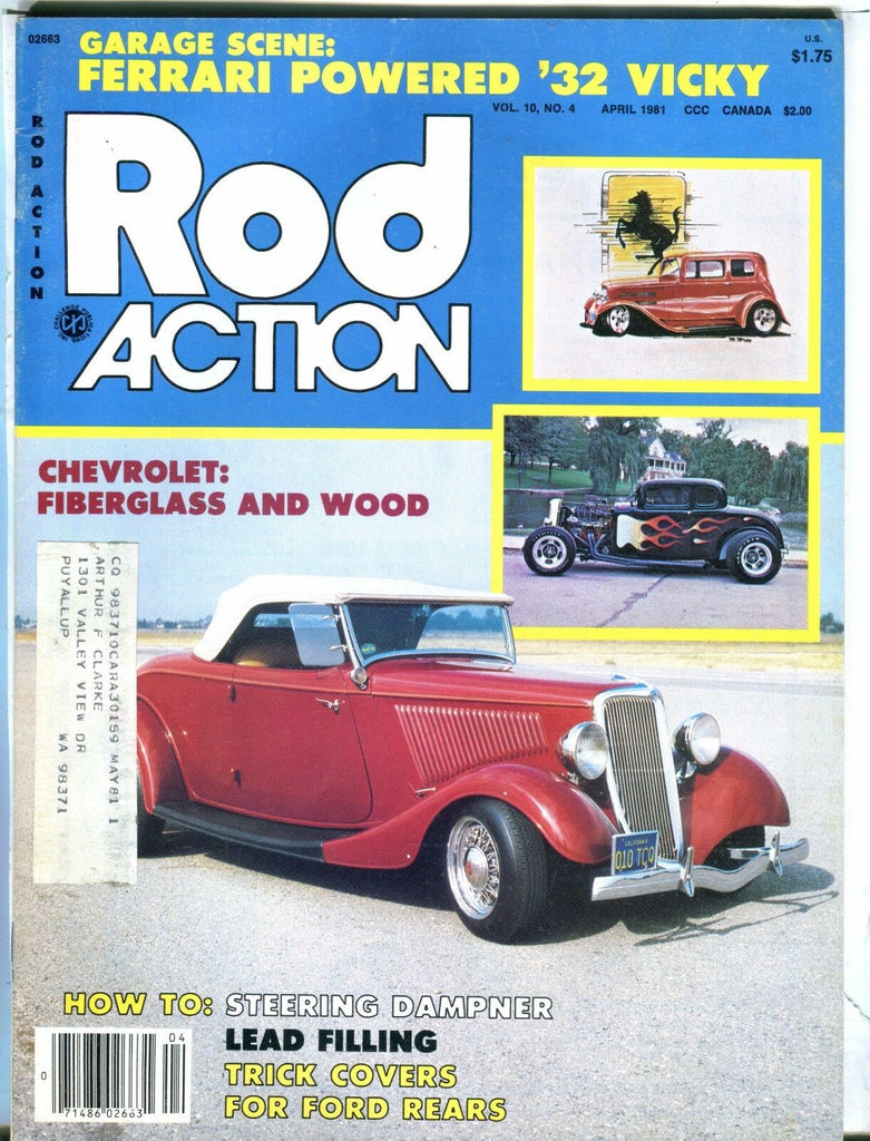 Rod Action Magazine April 1981 Chevrolet Fiberglass EX w/ML 031017nonjhe