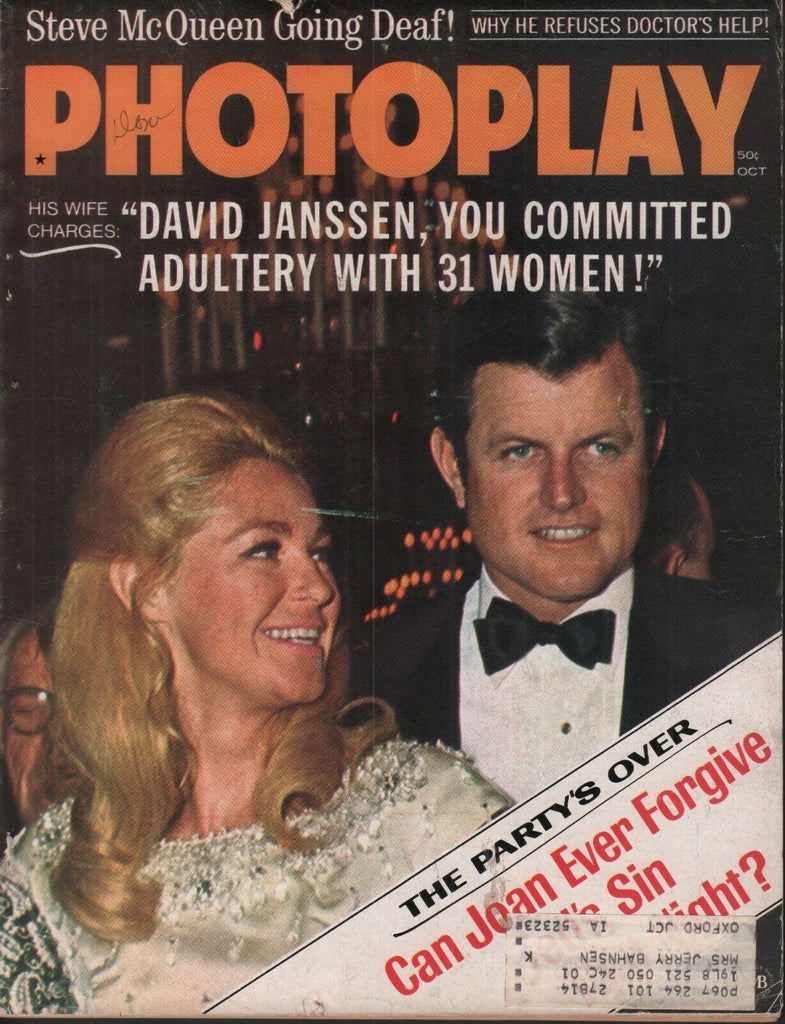 Photoplay October 1969 Ted Joan kennedy David Janssen Steve McQueen 062019AME2