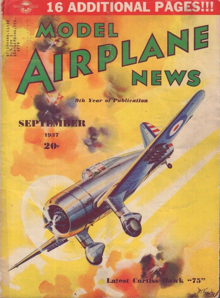 Model Airplane News September 1937 Latest Curtiss Hawk "75" 062217nonDBE