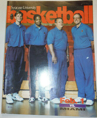 Syracuse University Basketball Magazine Vs Miami February 1, 1996 122314R2