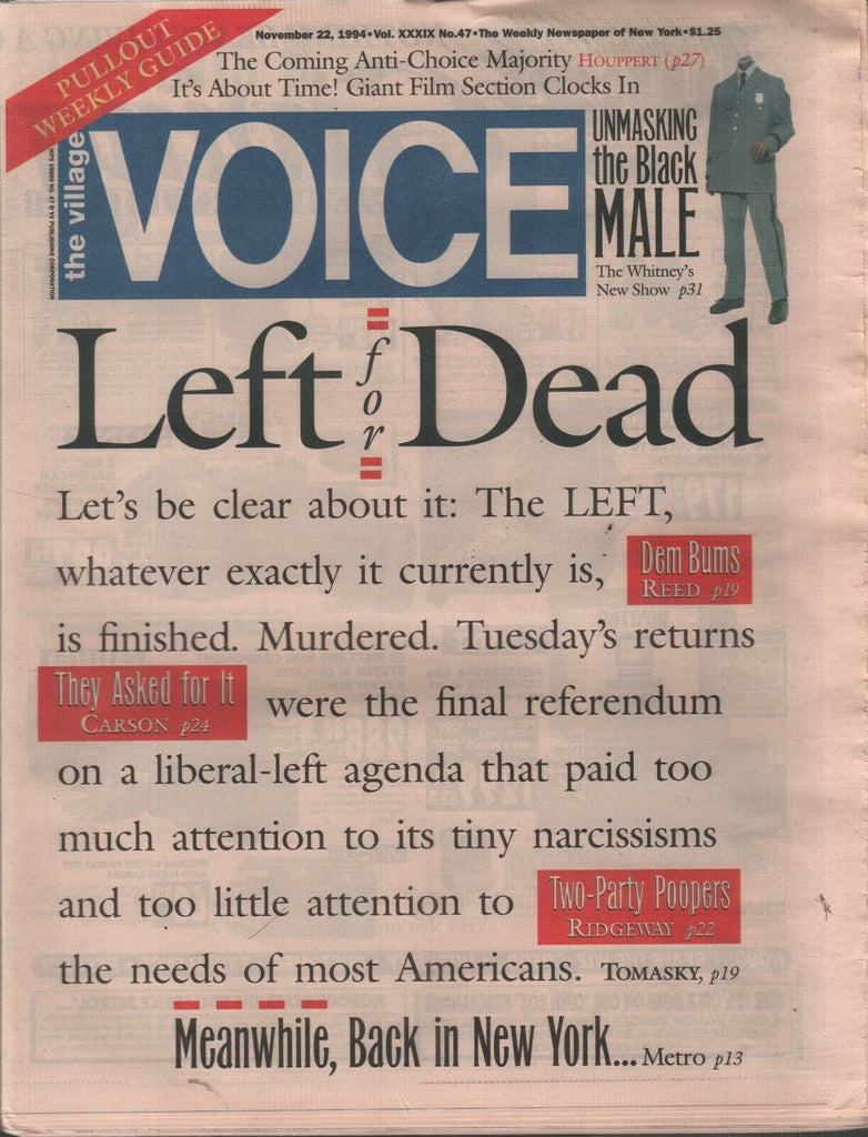 The Village Voice NYC November 22 1994 Bill Clinton Guy Trebay 122019AME