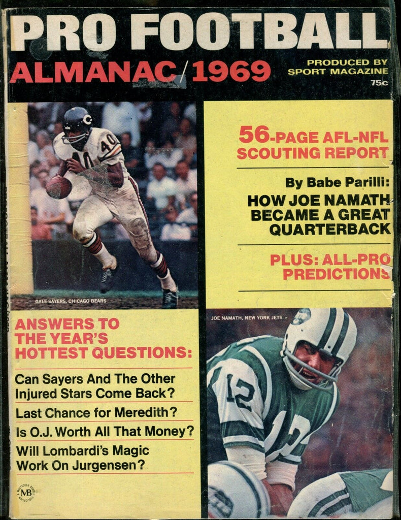 Pro Football Almanac 1969 Joe Namath Gale Sayers EX 011117jhe