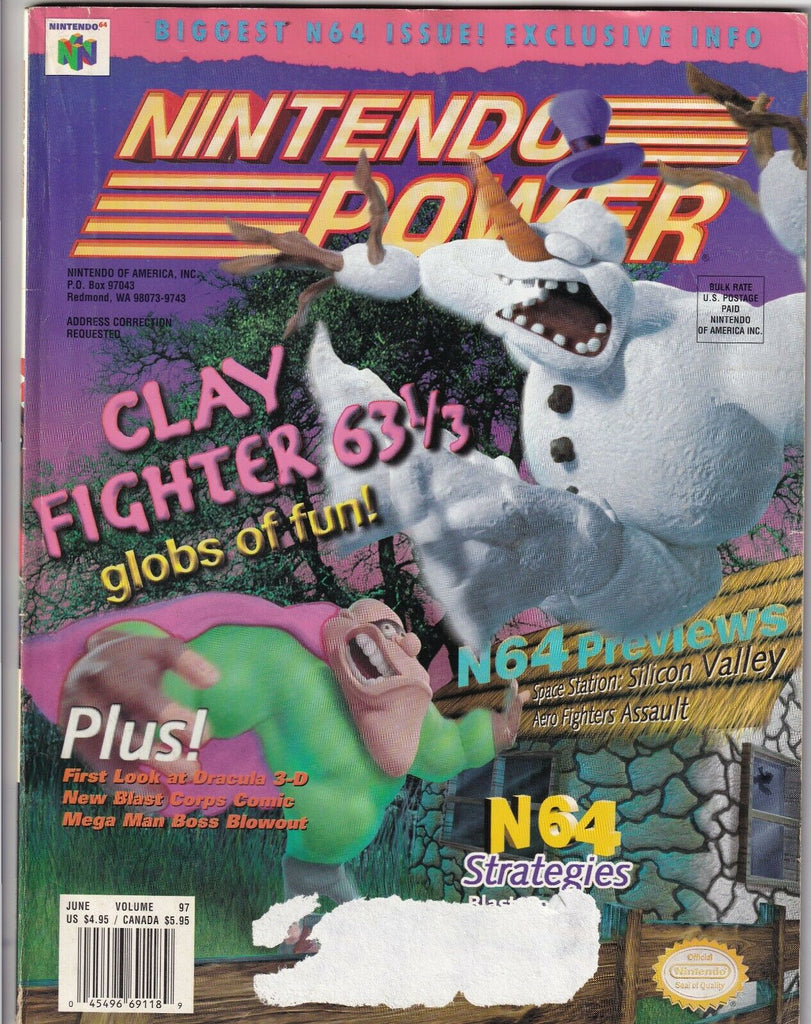 Nintendo Power Mag Clay Fighter 63 1/3 June 1997 080719nonr