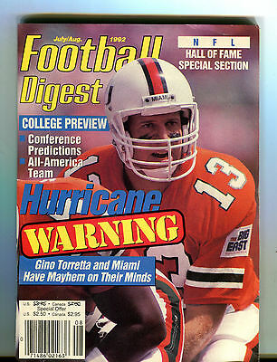 Football Digest July/August 1992 Gino Torretta Miami EX 041216jhe