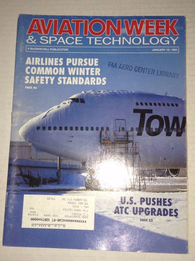 Aviation Week Magazine U.S. Pushes ATC Upgrades January 10, 1994 FAL 111716RH
