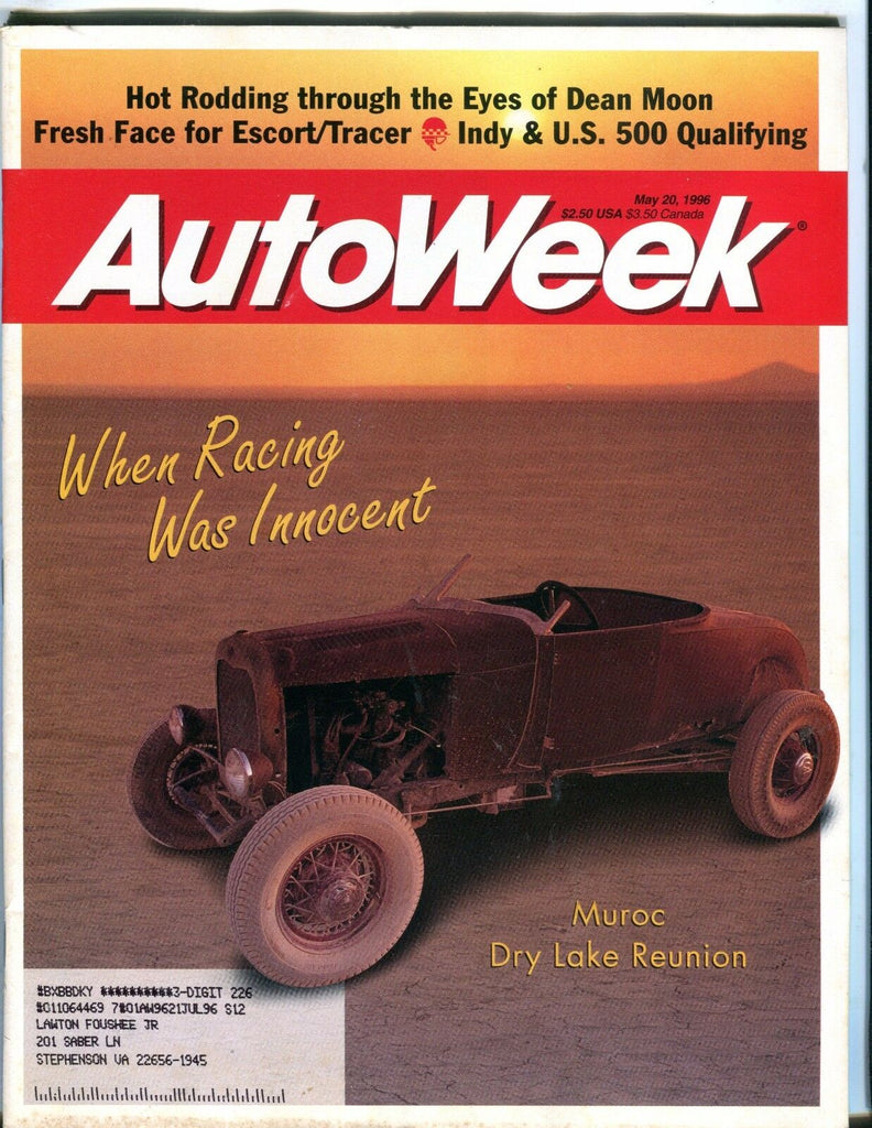 AutoWeek Magazine May 20 1996 Muroc Dry Lake EX w/ML 050317nonjhe