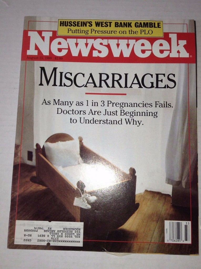 Newsweek Magazine Miscarriages Hussein's West Bank August 15, 1988 101216R2