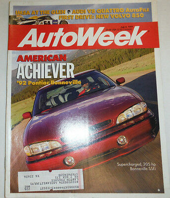 Autoweek Magazine Supercharged & '92 Pontiac Bonneville July 1991 030315r