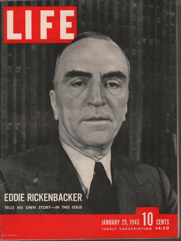 Life Magazine January 25 1943 Eddie Rickenbacker Vintage WWII Ads 082119AME