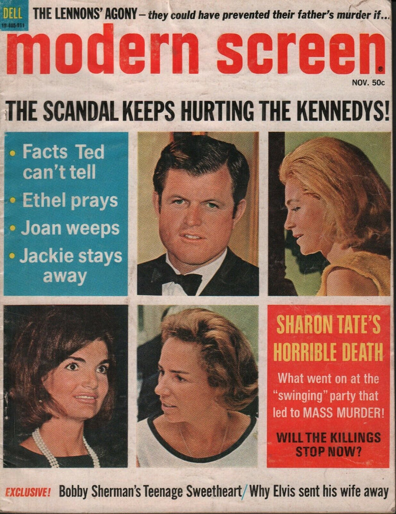 Modern Screen November 1969 Ted Ethel Joan Jackie Kennedy 062019AME