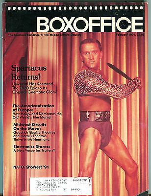 Box Office Magazine February 1991 Spartacus Kirk Douglas EX 040516jhe