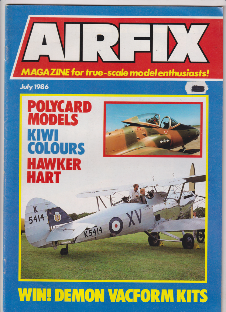 Airfix Mag Polycard Models & Kiwi Colours & Hawker Hart July 1986 121919nonr