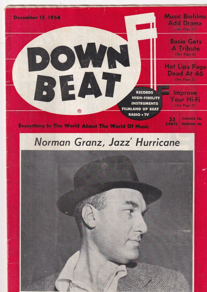 Down Beat Mag Norman Granz Bassie Tribute December 15 1954 101219nonr