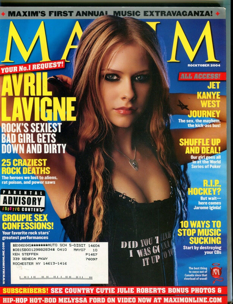 Maxim Magazine October 2004 Avril Lavigne EX w/ML 101016jhe