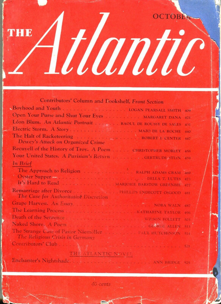 The Atlantic Magazine October 1937 Gertrude Stein 071117nonjhe