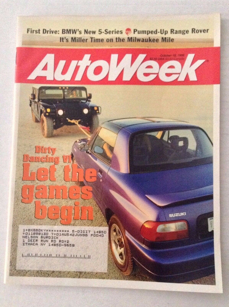 Autoweek Magazine Dirty Dancing 5 October 16, 1995 020117RH