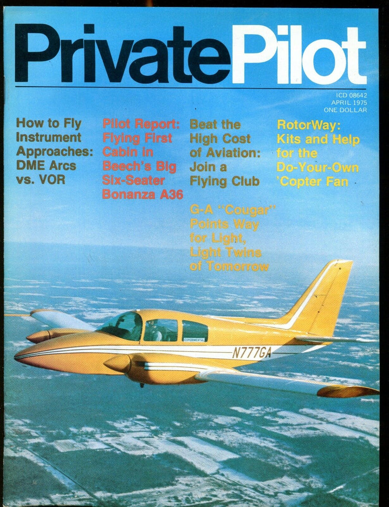 Private Pilot Magazine April 1975 Beech Bonanza A36 EX No ML 121916jhe