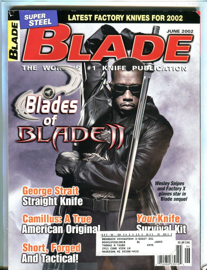 Blade Magazine June 2002 Wesley Snipes EX w/ML 101316jhe