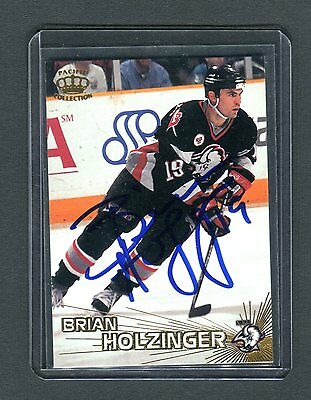 Autographed Signed 1997-98 Pacific #158 Brian Holzinger Sabres jh38