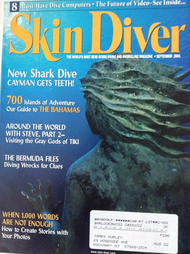 Skin Diver Magazine New Shark Dive Caymans September 2001 090717nonrh