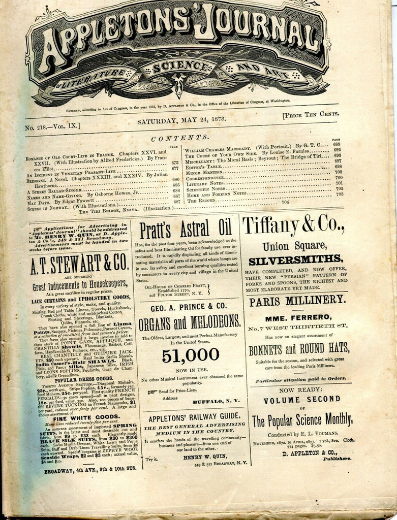 Appletons' Journal May 24 1873 Old-Court Life In France GD 101716jhe