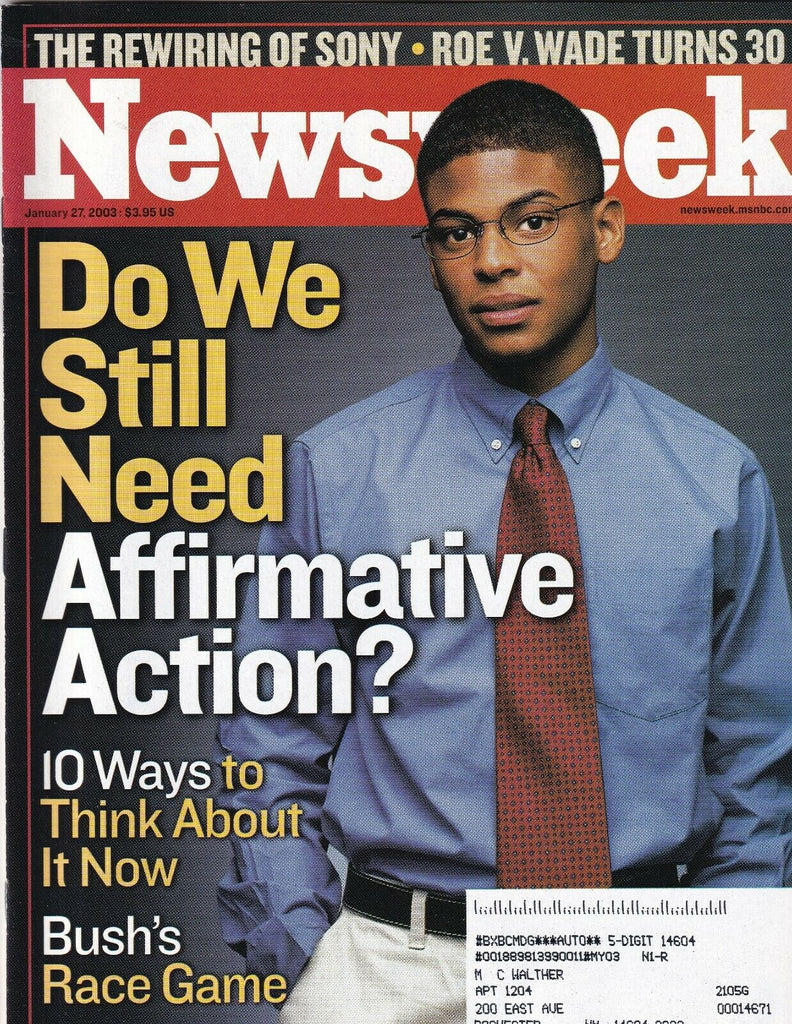 Newsweek Mag Affirmative Action January 27, 2003 102219nonr