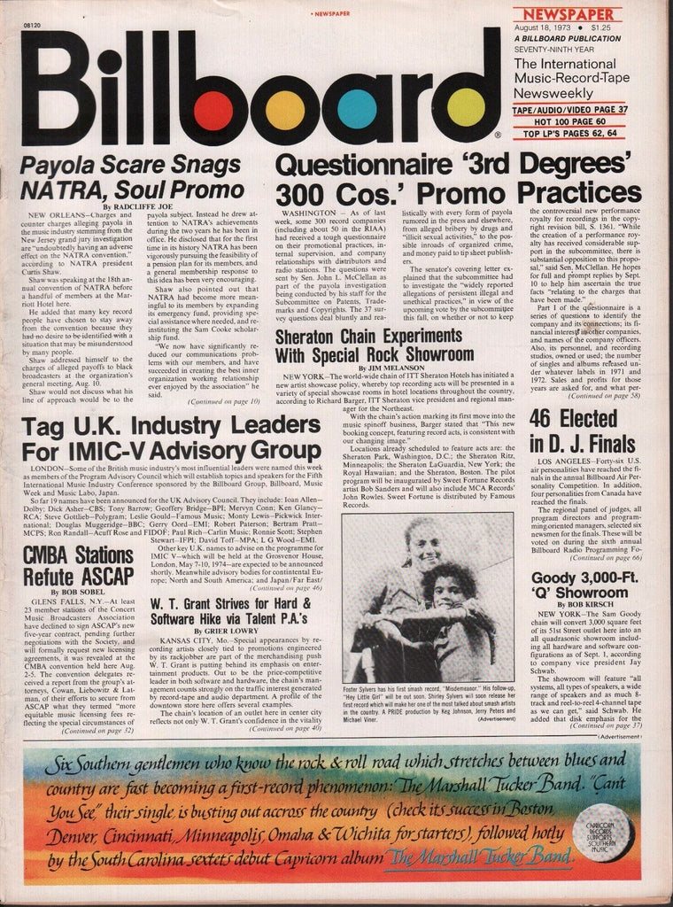 Billboard August 18 1973 Foster Sylvers, Marshall Tucker Band062817nonDBE