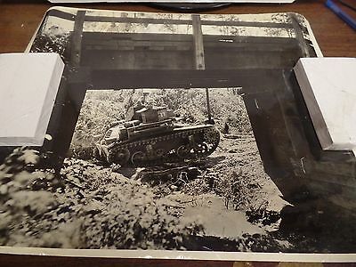1940s Dispatch Photo DETOUR Tank in Bellwood, Louisiana War Games 020616ame