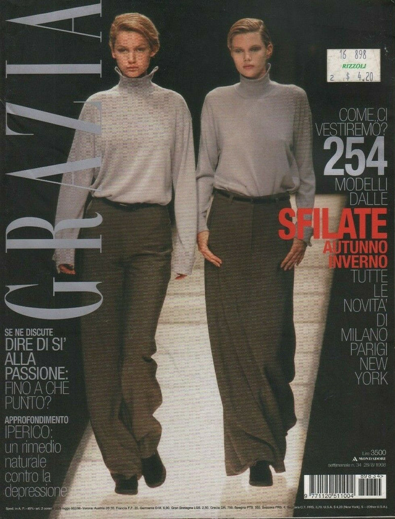 Grazia Italian Fashion Magazine 28/8/1998 Robert Redford Pezzi Senza 052819DBE