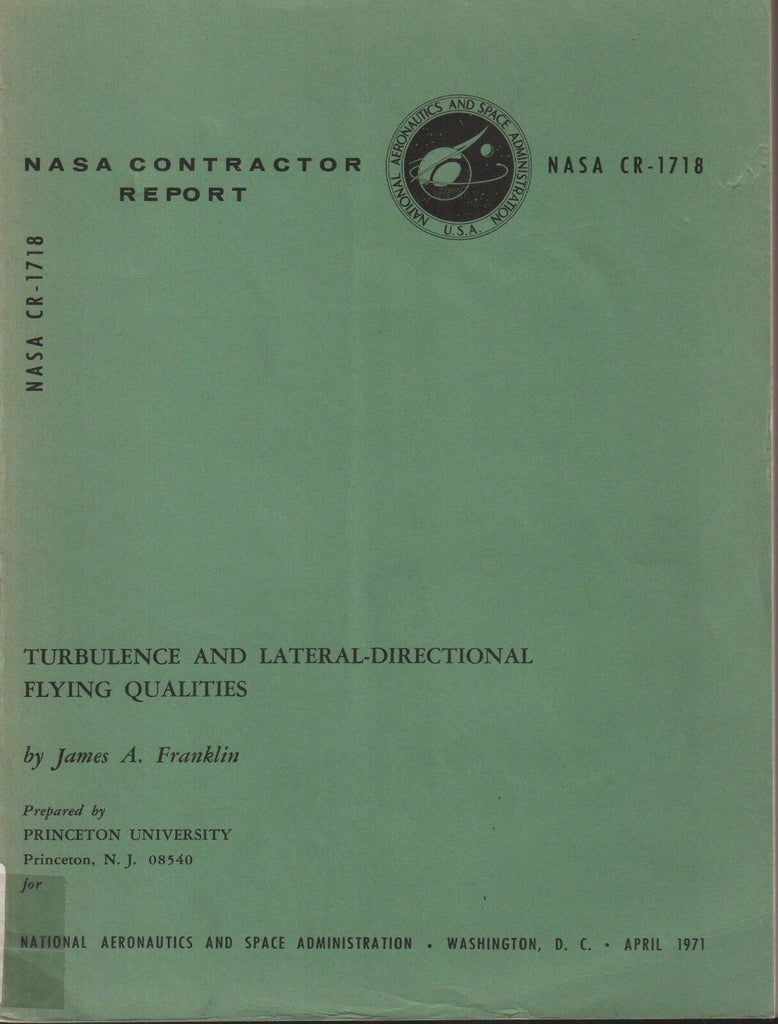 Turbulence & Lateral-Directional Flying Qualities CR-1718 NASA Ex-FAA 092718AME