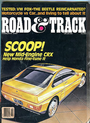 Road & Track Magazine February 1987 Honda Mid-Engine CRX VG 020516jhe