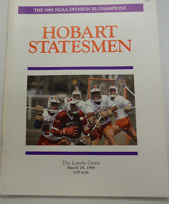 Hobart Statesmen Magazine The Loyola Game Division III March 29, 1986 100214R1