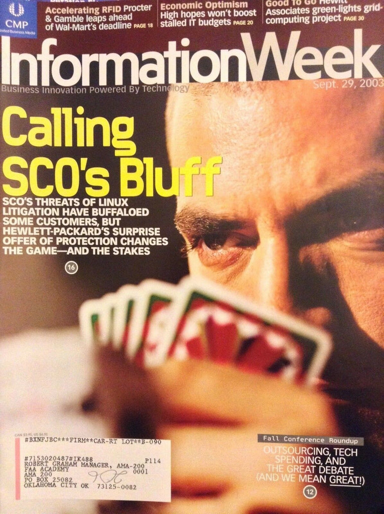Information Week Magazine Calling SCO's Bluff September 29, 2003 051018nonrh