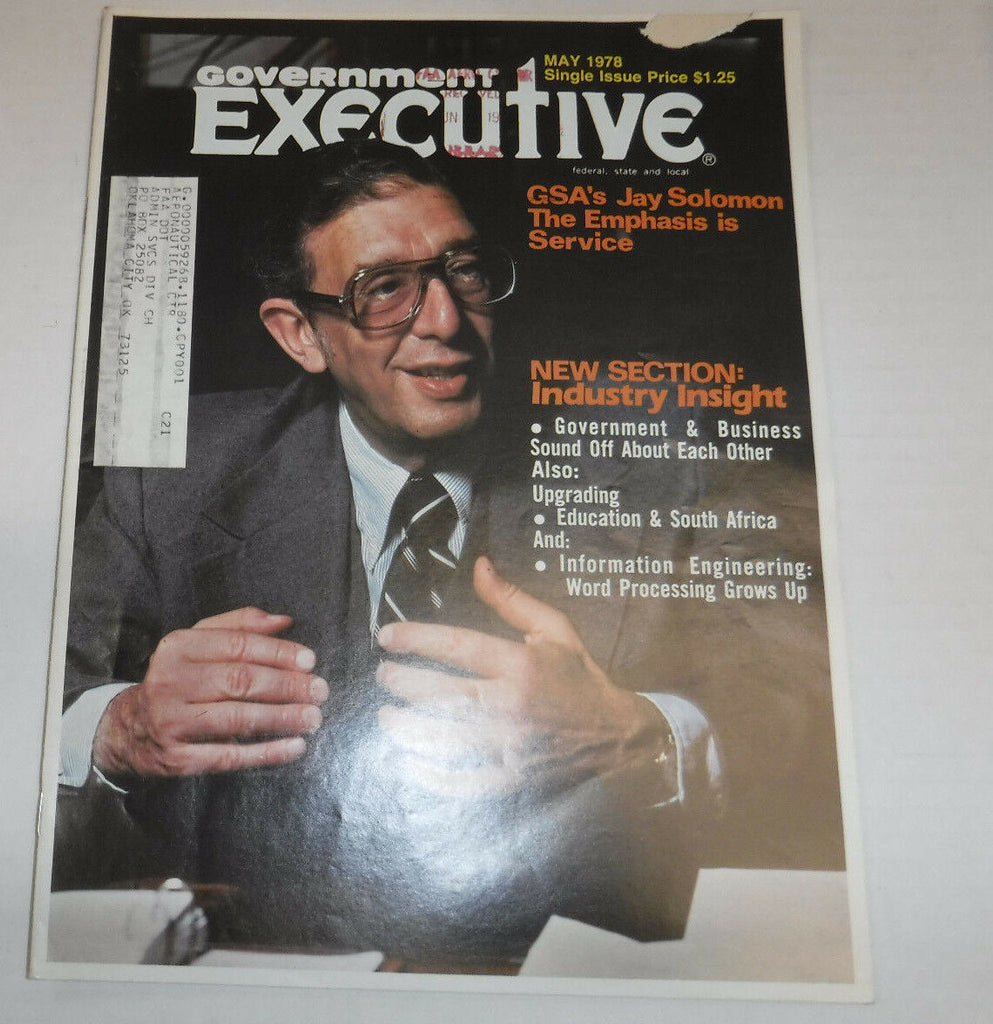 Government Executive Magazine GSA's Jay Solomon May 1978 FAA FAL 102016R