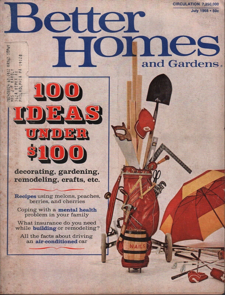 Better Homes & Gardens July 1968 Recipes, Mental Health w/ML 072717nonDBE