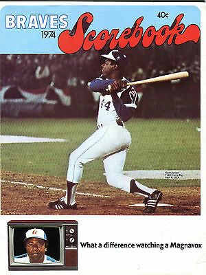Braves 1974 Scorebook Hank Aaron vs. Cincinnati Reds EX 040816jhe