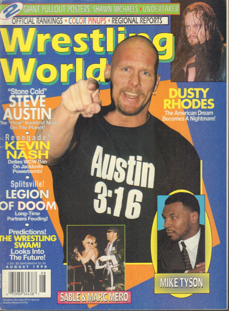 Wrestling World August 1998 Steve Austin Dusty Rhodes Mike Tyson 042120DBE