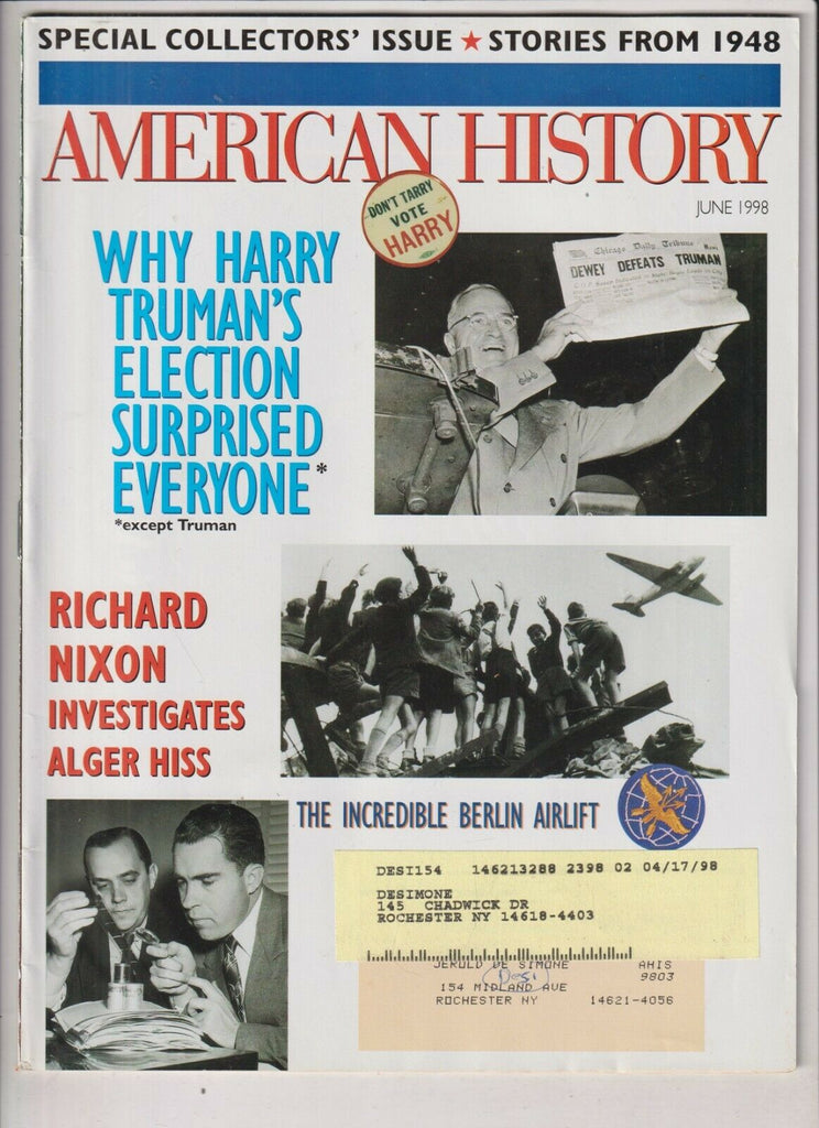 American History Mag Harry Truman's Election Suprise June 1998 032920nonrh