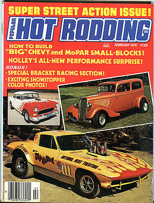 Popular Hot Rodding Magazine February 1976 Super Street Action VGEX 061716jhe